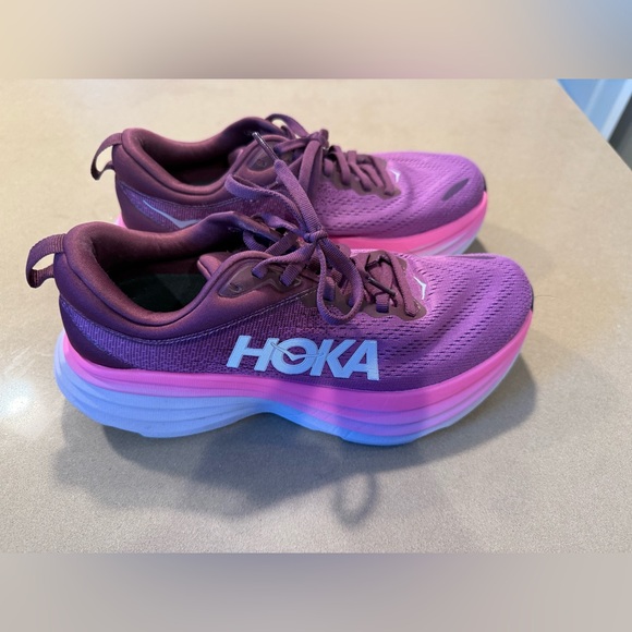 Hoka Purple Pink Athletic Shoes with Cushioned Midsoles - Picture 2 of 5